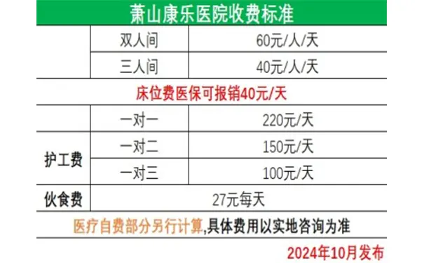 萧山康乐医院收费价格